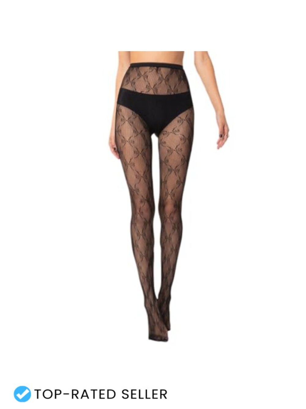Women Lace Patterned Tights Fishnet Sheer Pantyhose High Waist